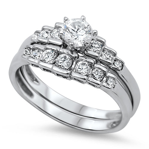 .925 Sterling Silver Clear CZ Wedding Ring