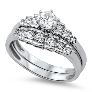 .925 Sterling Silver Clear CZ Wedding Ring