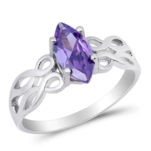 .925 Sterling Silver Amethyst Color CZ Ring