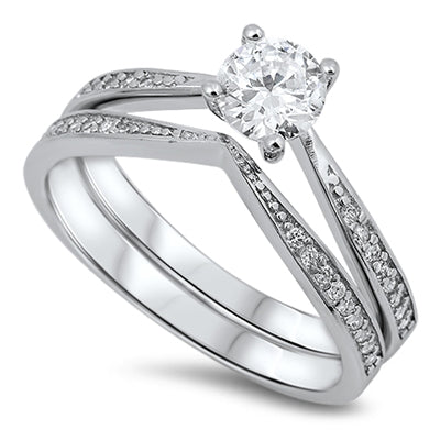 .925 Sterling Silver Clear CZ Wedding Ring