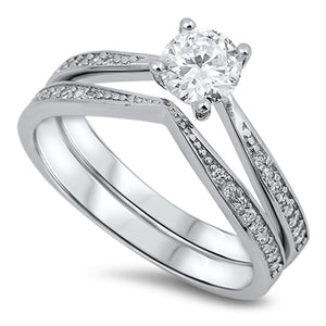 .925 Sterling Silver Clear CZ Wedding Ring