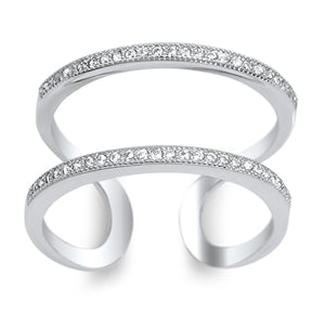 .925 Sterling Silver Double Line Clear CZ
