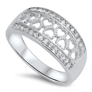 .925 Sterling Silver Hollow Heart Ring