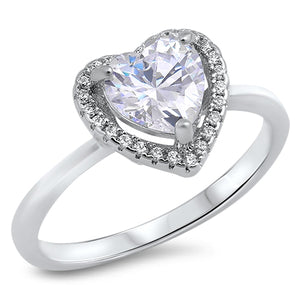 .925 Sterling Silver White CZ Heart