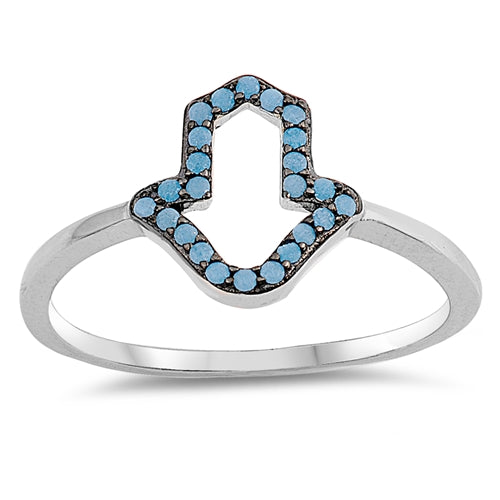 .925 Sterling Silver Nano Imitation Turquoise Hand Ring