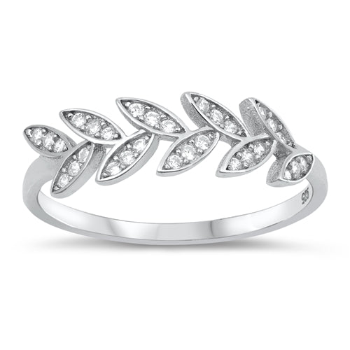 .925 Sterling Silver Leaves Ring