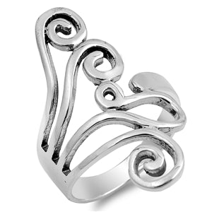 .925 Sterling Silver Swirls Ring