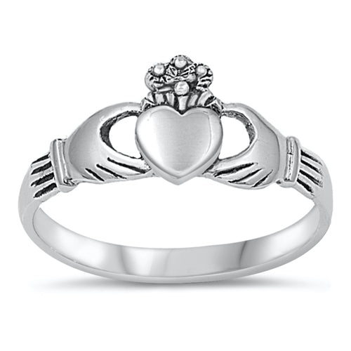 .925 Sterling Silver Plain Heart & Hands baby Ring