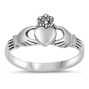 .925 Sterling Silver Plain Heart & Hands baby Ring