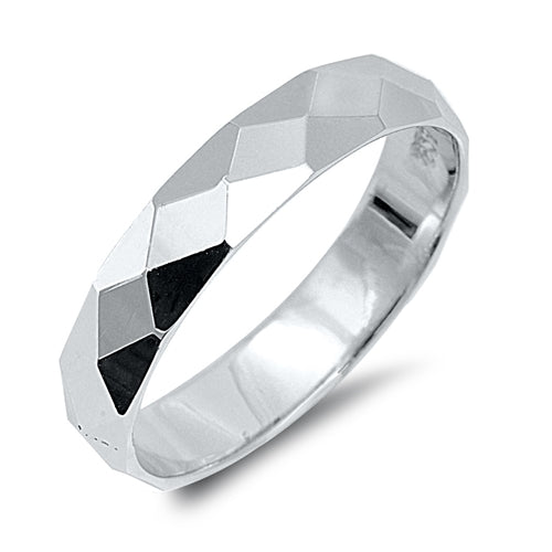 .925 Sterling Silver Diamond Cut Band