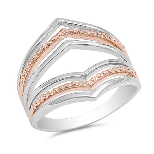 .925 Sterling Silver Rose Gold Plated V's Rings