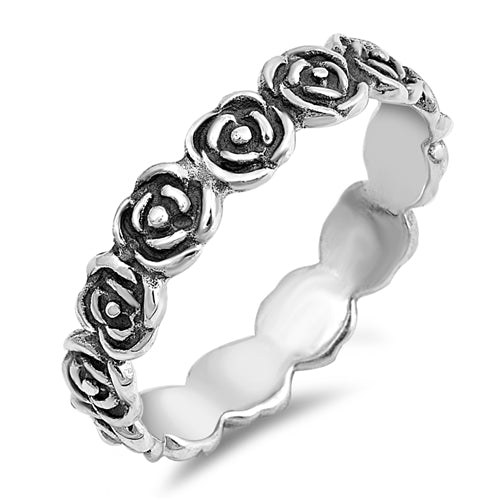 .925 Sterling Silver Rose Band