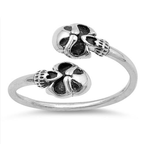 .925 Sterling Silver Skull Wraparounds