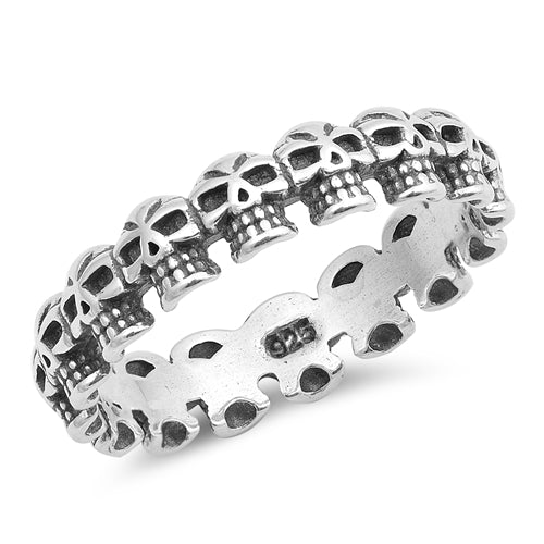 .925 Sterling Silver Skull Band