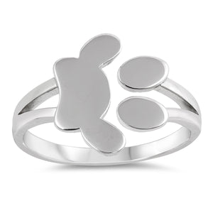 .925 Sterling Silver Plain Paw Ring