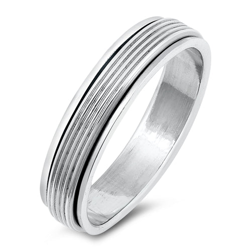 .925 Sterling Silver Lines Band