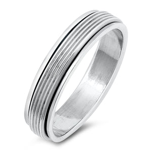 .925 Sterling Silver Lines Band