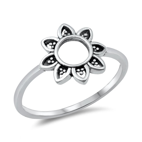 .925 Sterling Silver Hollow Flower Ring