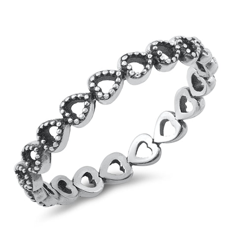 .925 Sterling Silver Heart Band