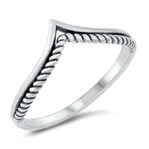 .925 Sterling Silver V Rope Ring