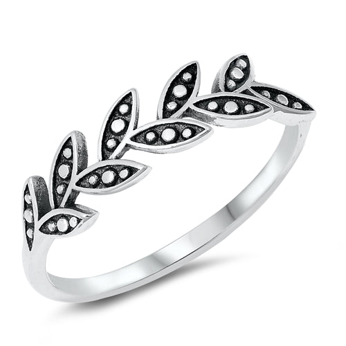 .925 Sterling Silver Leaves Ring