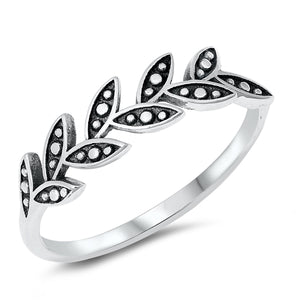.925 Sterling Silver Leaves Ring