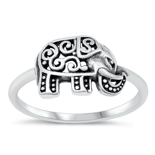.925 Sterling Silver Elephant Ring