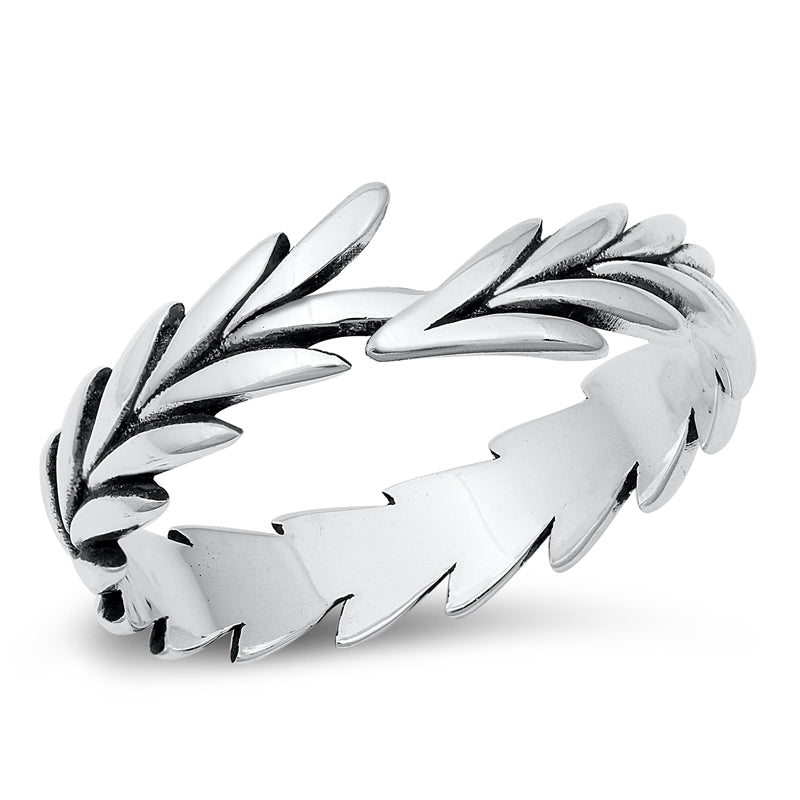 .925 Sterling Silver Leaves Ring