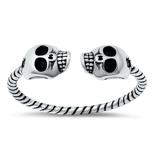 .925 Sterling Silver Double Skull Ring
