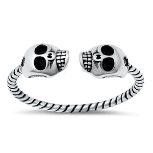 .925 Sterling Silver Double Skull Ring