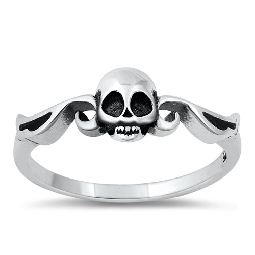 .925 Sterling Silver Skull W/ Wings Ring
