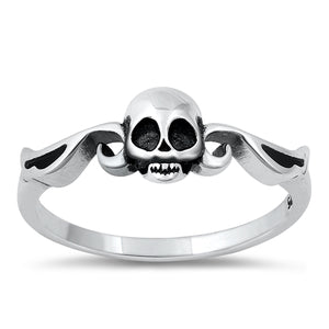 .925 Sterling Silver Skull W/ Wings Ring