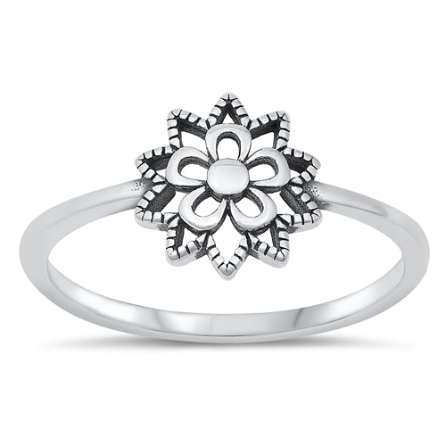 .925 Sterling Silver Mandala Ring