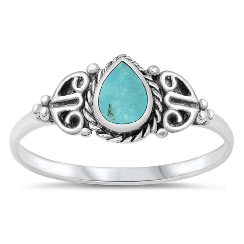 .925 Sterling Silver Turquoise Stone Ring
