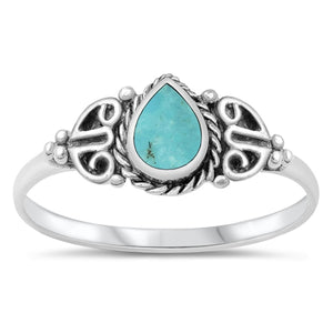 .925 Sterling Silver Turquoise Stone Ring