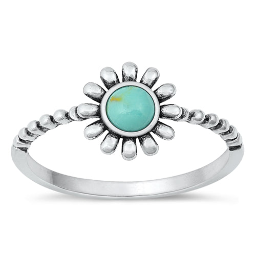 .925 Sterling Silver Turquoise Stone Ring