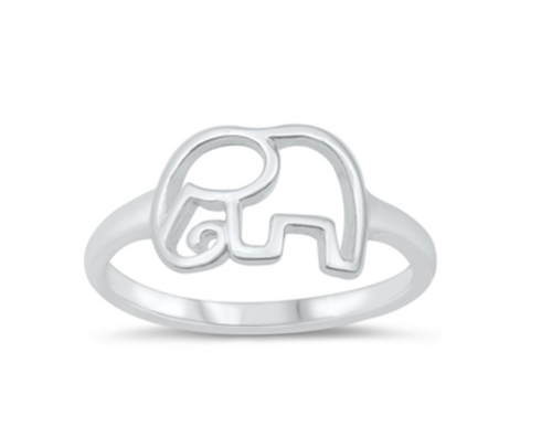 .925 Sterling Silver Elephant Ring