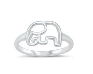 .925 Sterling Silver Elephant Ring