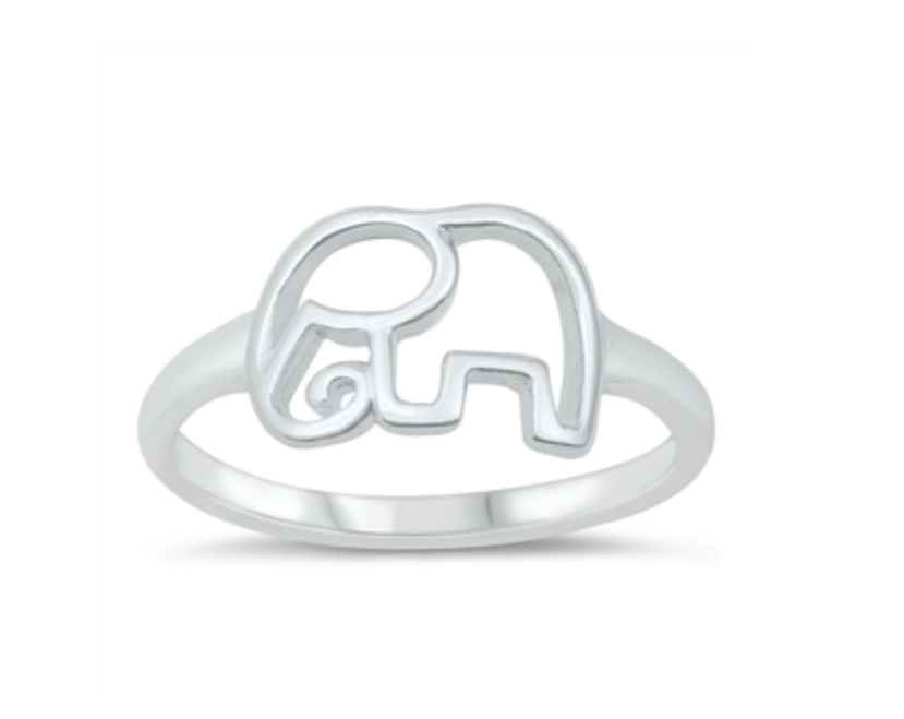 .925 Sterling Silver Elephant Ring