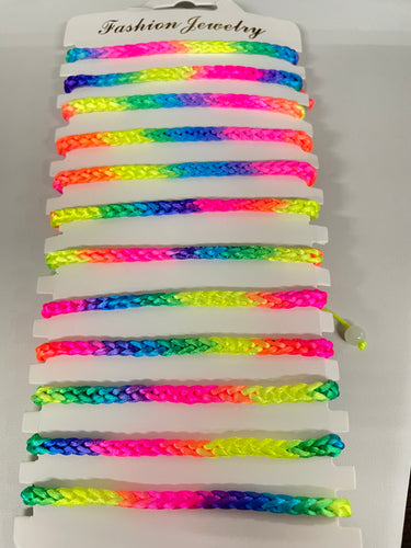 12 pieces of rainbow friendship adjustable bracelets