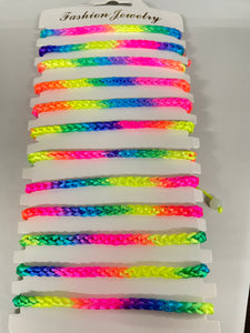12 pieces of rainbow friendship adjustable bracelets