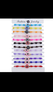 12 pieces multicolor evil eye bracelet / Pulceras multicolor con ojo turco