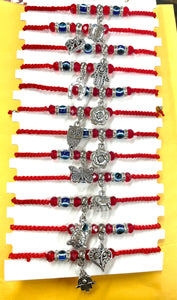 12 piezas de pulseras de mano, corazon, elefante, herradura, tortuga, buho y rosa. Surtido mixto.