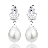 Sterling Silver Mother Of Pearl Mount Earrings Gemstone CZ