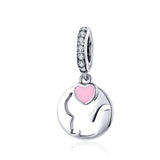 925 Sterling Silver Oxidized Zirconia Epoxy Cat Dangles Charms
