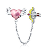 925 Sterling Silver Oxidized Epoxy Love Wishes Safety Chains Charms