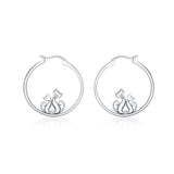 925 Sterling Silver Simple Round Earring Hoop cats