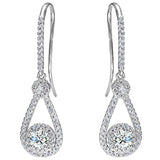 925 Sterling Silver Cubic Zirconia Bridal Tear Drop Hook Dangle Earrings Clear