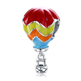 925 Sterling Silver White Gold Plated Epoxy Turkish Hot Air Balloon Charms